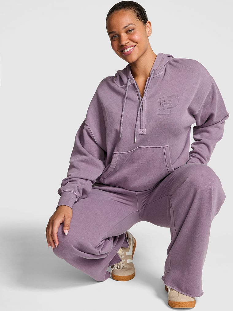 Ivy Fleece Campus Half-Zip Hoodie Frozen Plum L | Victoria's