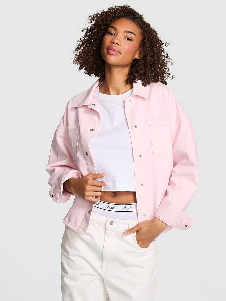 Denim by PINK Shacket Pink Tulip | Victoria's Secret Australia