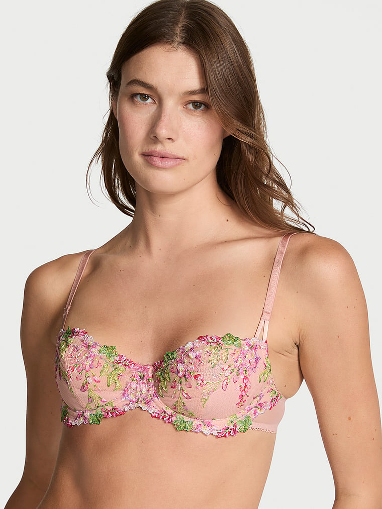Wicked Unlined Wisteria Embroidery Balconette Bra Wisteria